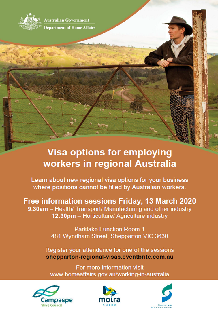 Visa options for employing workers in regional Australia info session flyer CROPPED